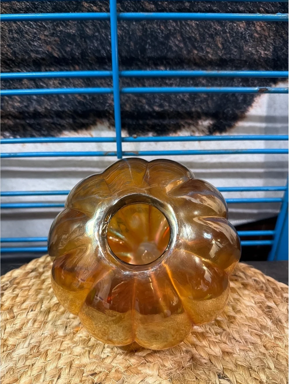 Decorative Amber Glass Pumpkin